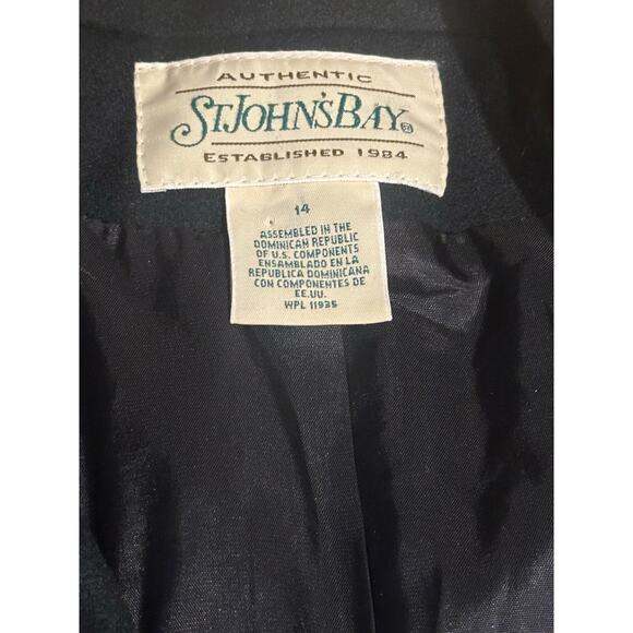 St. John’s Bay Women’s Pea Coat Black Size 14 Wool Nylon Blend Vtg winter cozy - Picture 5 of 7